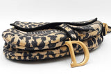 Christian Dior Leopard Print Embroidered Canvas Saddle Bag Eb0126erxdu