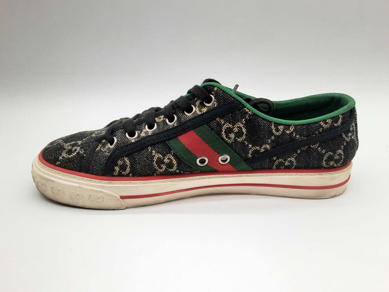 Gucci 606110 Tennis 1977 Gg Black Denim Low Top Trainers Size 39+ Do0724lrxde