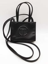 Telfar Black Vegan Leather Mini Shopping Tote Bag Do0726orde