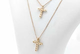 18k Gold Diamond Double Layered Cross Pendant Necklace 3.6g 15.5 In Eb1026pxzsa