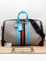 Gucci Savoy Large Duffle Bag In Gg Supreme Coated Canvas & Leather Fw0526lxzxdu
