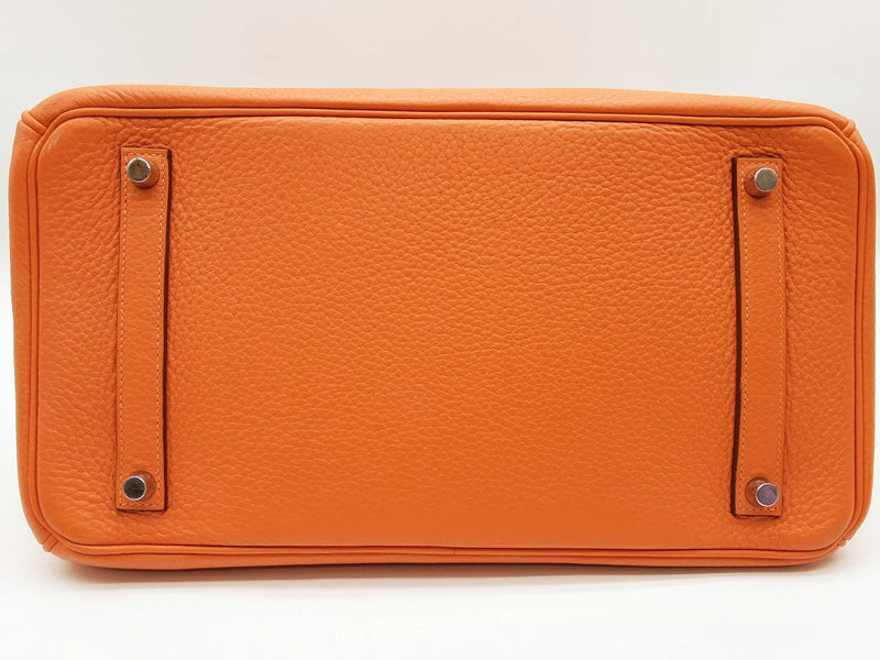 Hermes Birkin 35 Orange Clemence Palladium Hardware Handbag Do0825lxzxzde