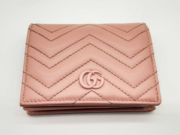 Gucci 466492 Gg Pink Marmont Leather Card Case Bifold Wallet Do0125lrxde