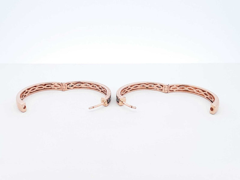 Le Vian 0.72 Cttw Diamond Hoop Earrings In 14k Rose Gold 7.9 Grams Fw0525prxdu