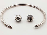 Pandora Moments Open Pave Pink Stone Caps Bangle Bracelet 6.5 In Do0826rde