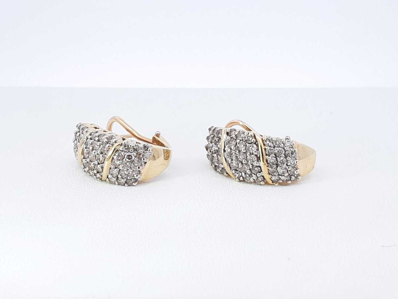 1.80 Cttw Diamond & 14k Yellow Gold J-hoop Earrings 9.4 Grams Fw0825przdu