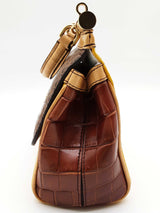 Dolce & Gabbana Sicily Brown Crocodile Yellow Eel Leather Crossbody Bag Do0325irxde