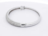 1.95cttw Diamond Hinged Bangle Bracelet 14k White Gold 18.5 Grams Eb0526lrxzsa