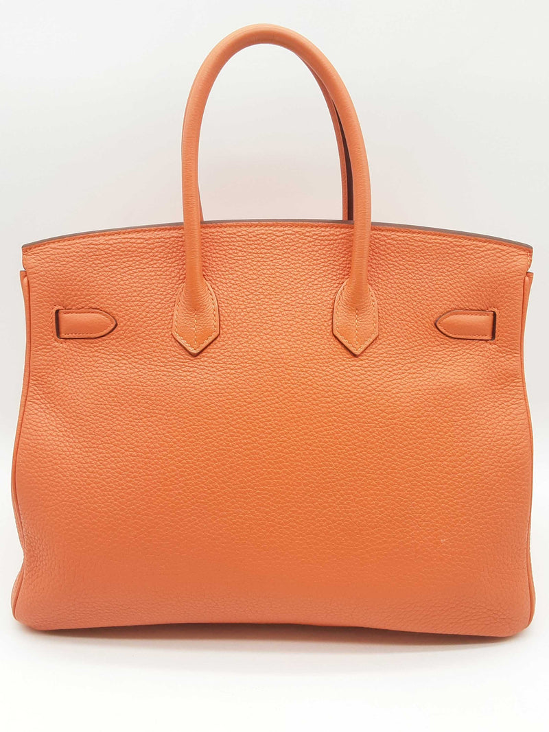 Hermes Birkin 35 Orange Clemence Gold Hardware Handbag Do0824erxzde