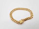 0.925 Sterling Silver Gold Plated Solid Cuban Link Bracelet Do0224crde