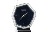 Dior Gem Dior Diamond & Onyx Stainless Steel Watch 24mm Eb0724wwrxsa