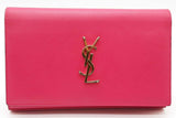 Yves Saint Laurent Pink Leather Cassandre Clutch With Chain Eb0526cpide