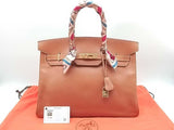Hermes Birkin 35 Brown Courneval Gold Hardware Handbag Vc0126srzxmia