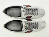 Gucci Bambi Web Silver Sparkle Sneakers Size 9 Fw0724lxzsa