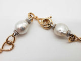 White Pearls 18k Two Tone Yellow White Gold 90.8g Beaded Chain 23in Do0326wrrxde