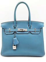 Hermes Birkin 30 Blue Jean Togo Palladium Handbag Do0623llxzxde