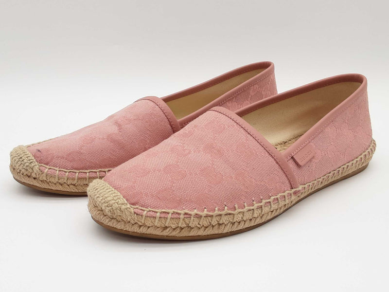 Gucci 466902 Gg Pink Canvas Espadrilles Slip On Shoes Size Eu 38.5 W Do0525rxde