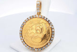 24k Gold Coin Pendant 10k Yellow Gold & Diamond Setting 45.8 Grams Eb0924olxzsa