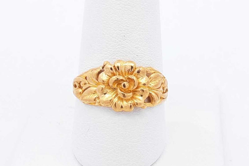 24k Yellow Gold Flower Ring 4.7 Grams Size 8.5 Eb0924olrsa