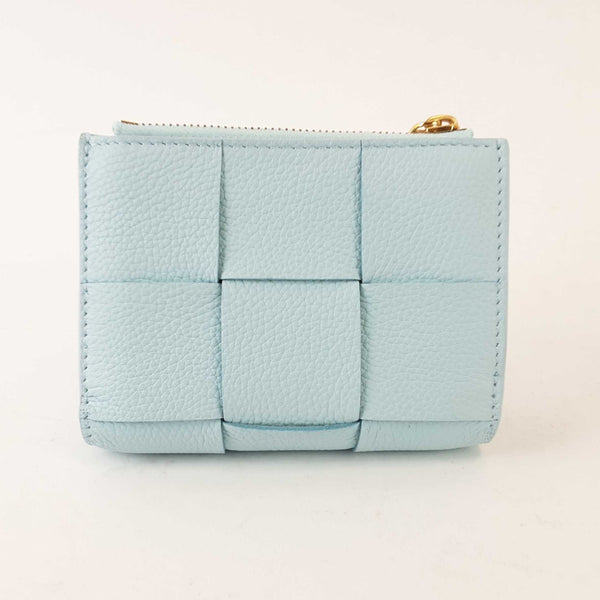 Bottega Veneta Light Blue Leather Intreccio Weave Wallet Eb0823erzdu