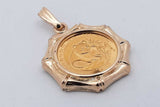 1988 Chinese Panda 24k Gold Coin Pendant Set In 14k Bezel 3.9 Grams Eb0526ocrsa