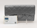 Chanel Continental Interlocking Cc Logo Trifold Blue Wallet Aa0625przsa