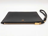 Salvatore Ferragamo Black Leather Zip Flat Pouch Wristlet Clutch Do0525lorde