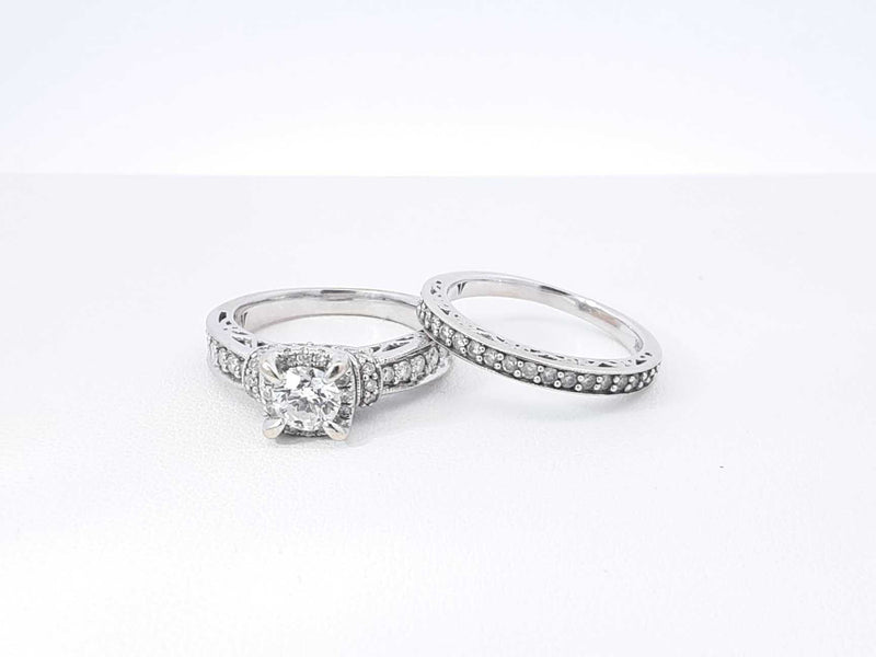 1.58 Cttw Diamond & 14k White Gold Wedding Set 8.1 Grams Size 7 Fw1224lxzxdu