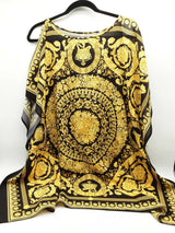 Versace Floral Baroque Black Gold Cold Shoulder Poncho Blouse Do0826porde
