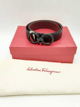 Salvatore Ferragamo Gancini Reversible Leather Belt With Black Buckle Eb1024lpxdu