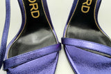 Tom Ford Padlock Purple Leather Ankle Wrap Heels Size 38.5 Eb0225oxzsa