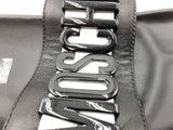 Moschino Black Leather & Metal Logo Slide Sandals Size 12 Fw0926pxdu