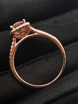 Morganite & Diamond Halo Engagement Ring In 10k Rose Gold 2.6 Grams Size 8.25 Fw0426lcrdu