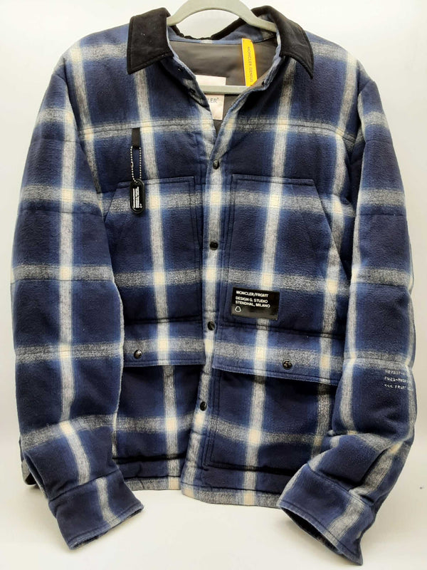 Moncler Genius 7 X Moncler Fragment Morany Blue Flanel Jacket Size 4 Do1124wxzde