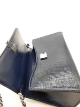 Tory Burch Britten Navy Blue Textured Patent Leather Top Handle Bag Eb0826lxzde
