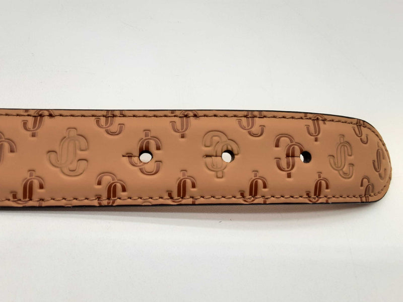 Jimmy Choo Felisa Monogram Caramel Brown Leather Belt Size 80 Cm Do1124rxde