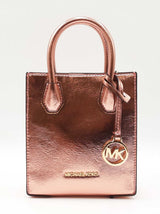 Michael Kors Mercer X-small Crossbody In Metallic Rose Gold Leather Fw0826pxdu