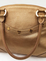 Mcm Gold Metallic Leather Top Handle Satchel Bag Eb0726lordu