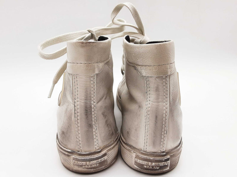 Yves Saint Laurent Bedford Distressed White Leather Shoes Size Eu 37 Do0525crde