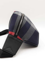 Burberry Sonny Bum Bag In Navy & Grey House Check Canvas Fabric Fw0126oexdu