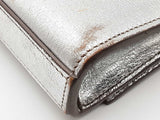 Yves Saint Laurent Ysl Metallic Silver Leather Clutch Do0526prxde