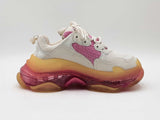 Balenciaga Triple S Trainers In White & Pink Leather & Mesh Size 6 Fw0425lxzdu