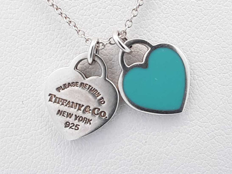 Tiffany & Co. Sterling Silver Double Heart Tag Necklace 2.7 Grams Eb0125lxzsa