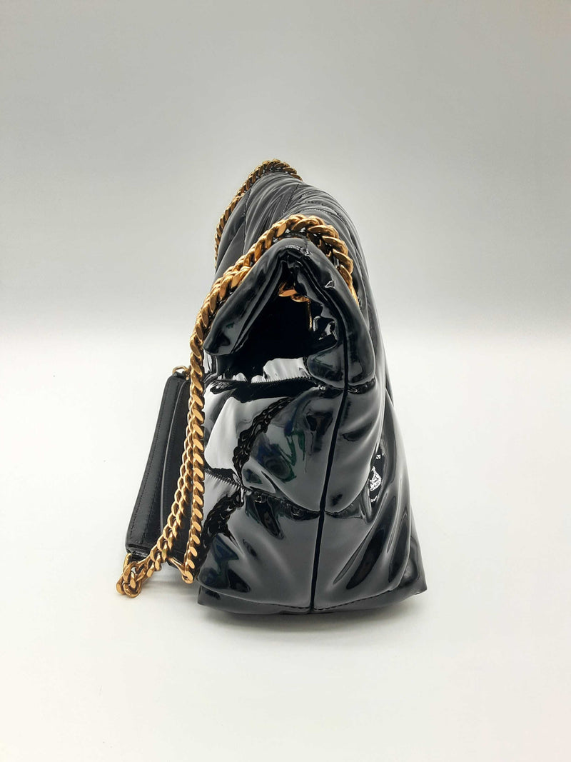 Yves Saint Laurent Lou Lou Black Puffer Patent Leather Shoulder Bag Do0524loxzde