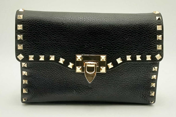 Valentino Rockstud Black Leather Crossbody Bag Eb1224pxzsa