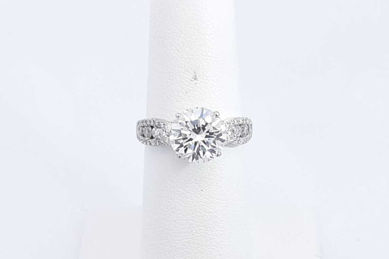 Round Center Diamond Approx. 2.25ctw Ring In 14k White Gold 3.5g Eb0424wrxzsa