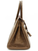 Hermes Birkin 30 Matte Alezan Brown Crocodile Gold Handbag Do0126wxzxzde