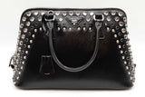 Prada Studded Pyramid Black Saffiano Patent Leather Top Handle Bag Eb0826lxrxde