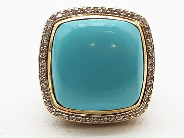 David Yurman Synthetic Turquoise 0.925 Silver 23.5g Ring Size 6.75 Do0425irxde