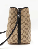 Gucci Emblem Medium Bucket Bag In Beige & Brown Gg Coated Canvas Fw0726rxzdu